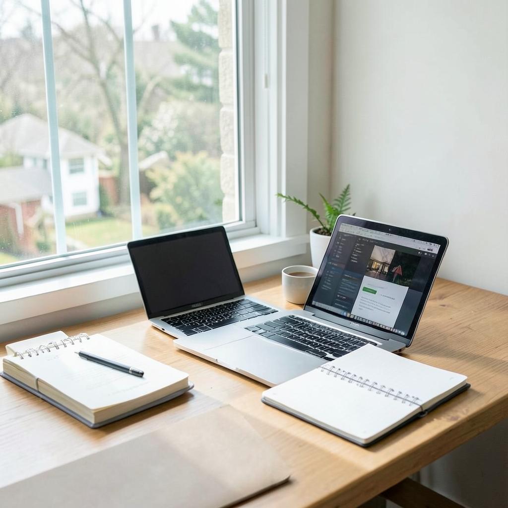 Study desk by the window at Rent House men's hostel